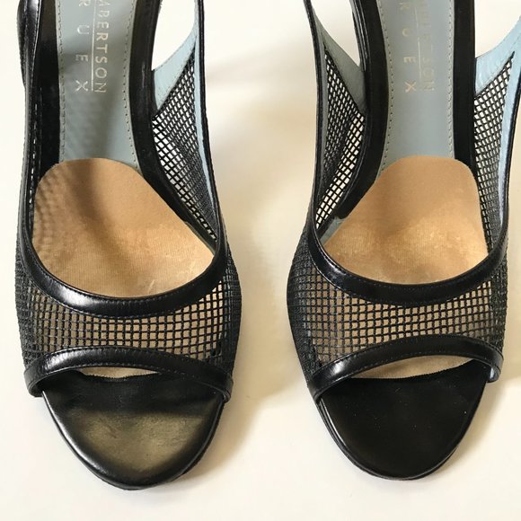 Lambertson Truex Reiko Heels Pumps Womens 36 6 Black Slingback Open Toe Leather - Picture 5 of 10